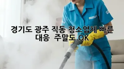 경기도 광주 직동 청소업체 빠른 대응 ⚡ 주말도 OK!