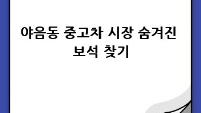 울산 야음동 외제차 중고차 판매, 똑똑하게 사는 법 🚗💨